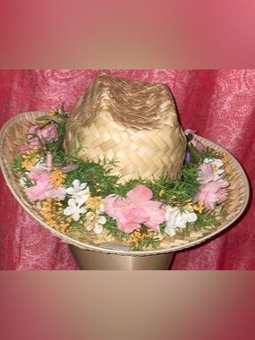 Straw Cowboy Hat Floral Decor Beach Festival Western Hat